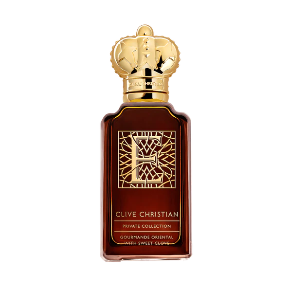 Weinrotes Parfüm Flakon von Clive Christian Gourmande Oriental mit goldenem Deckel
