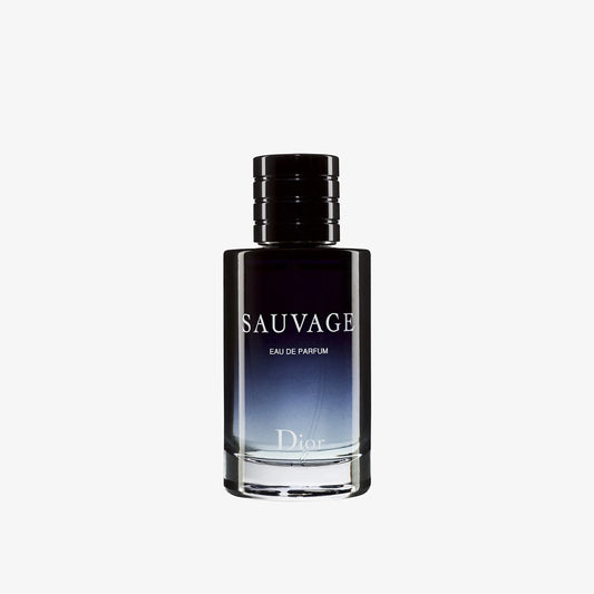 Schwarz transparentes Parfüm Flakon von Dior Sauvage mit schwarzem Deckel