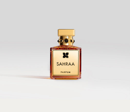 Parfüm Flakon von Fragrance Du Bois Sahraa mit goldenem Deckel