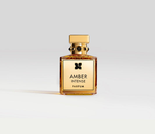 Transparentes Parfüm Flakon von Fragrance Du Bois Amber Intense mit goldenem Deckel