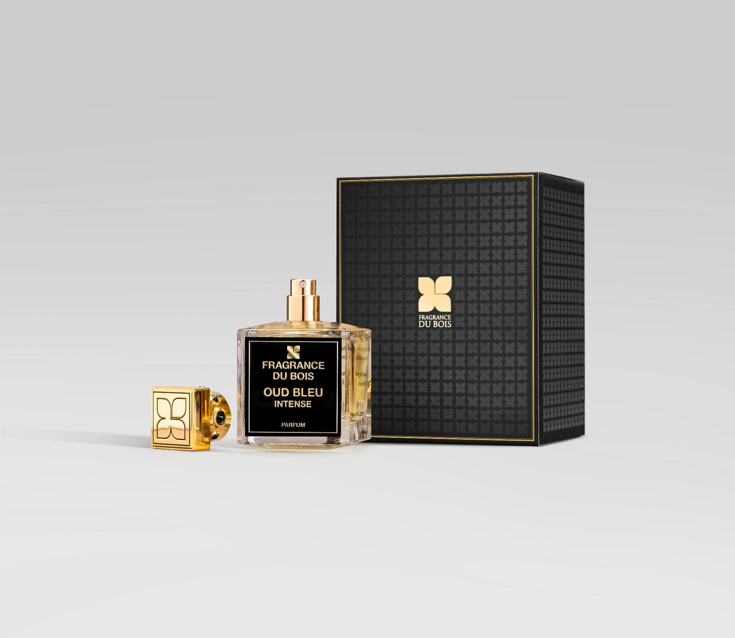 Schwarz goldene Verpackung von Fragrance Du Bois Oud Bleu Intense