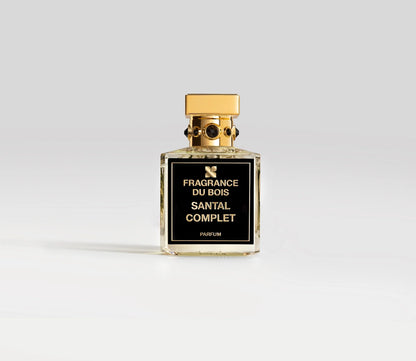 Parfüm Flakon von Fragrance Du Bois Santal Complet mit goldenem Deckel