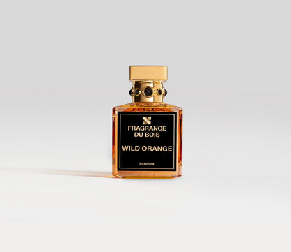 Parfüm Flakon von Fragrance Du Bois Wild Orange mit goldenem Deckel