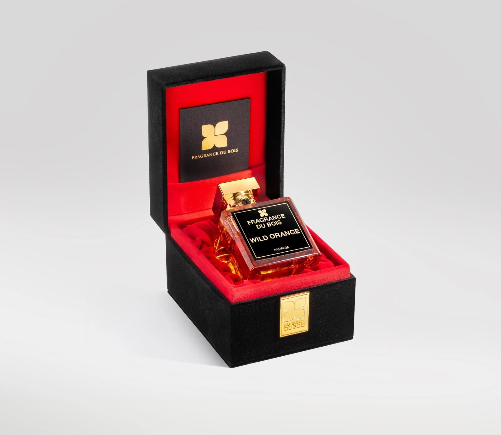 Schwarze Aufbewahrungsbox von Fragrance Du Bois Wild Orange mit innenliegendem Flakon